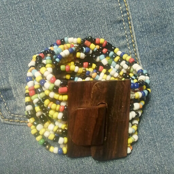 Multistrand Stretch Bracelet w/ Wood Buckle Clasp - Picture 3 of 8